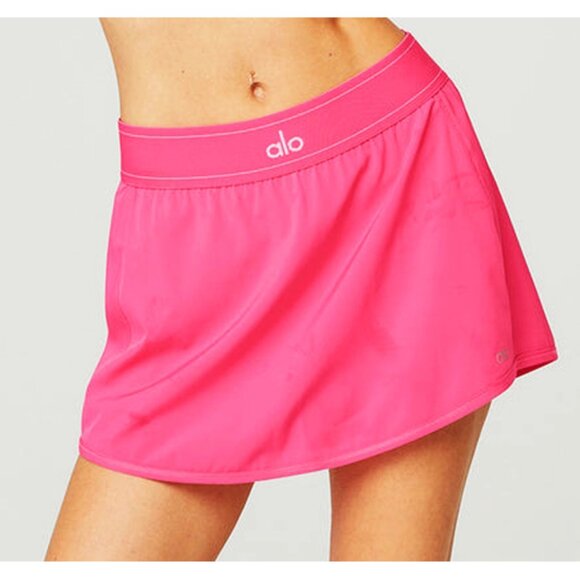 Alo Match Point Tennis Skirt Pink Fuchsia Hot Yoga Exercise Sports Shorts Skort - Picture 1 of 11
